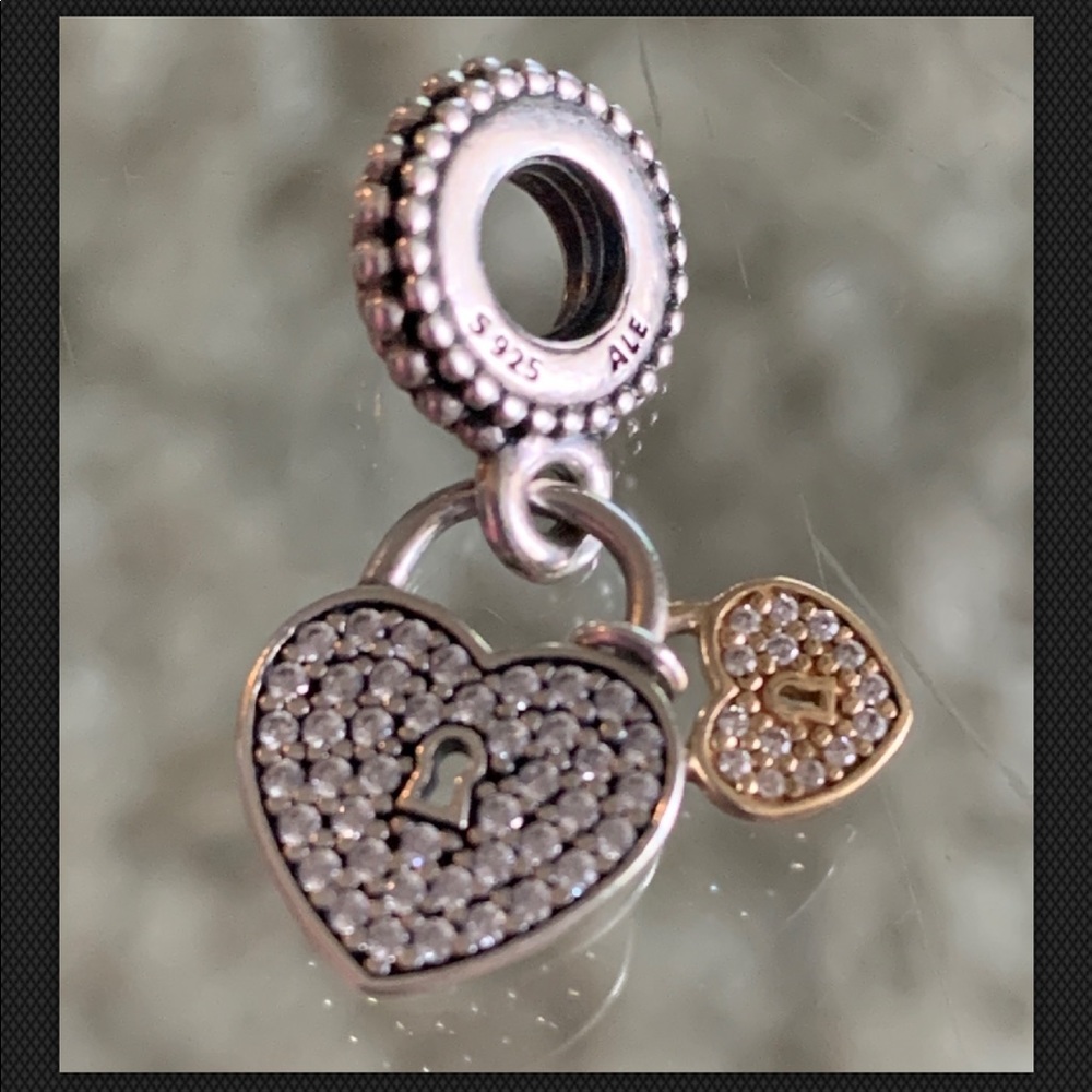 Pandora Cz Sterling Silver Gold Love Locks Charm